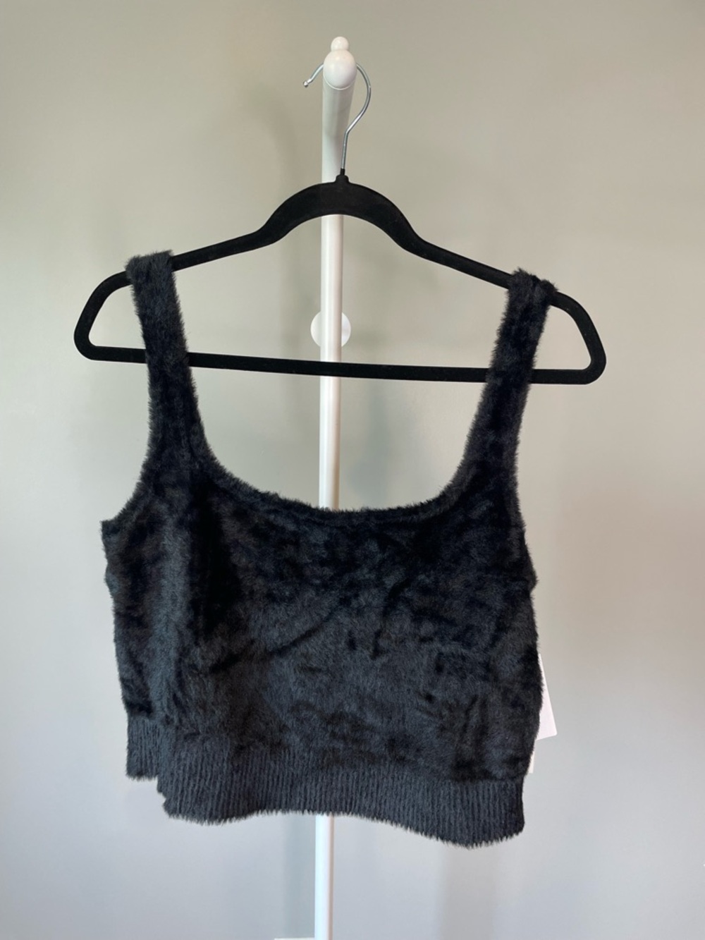 Good American Black Fuzzy Cozy Luxe Cropped Tank - 2XL NWT